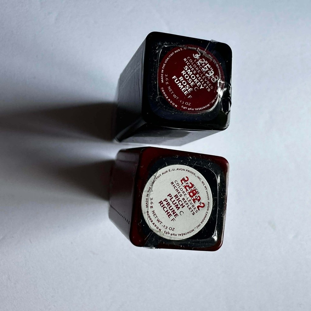 Avon Rich Reflections Lipcolor Smokey Rose‎ and Rich Plum 2002 Vintage Set of 2